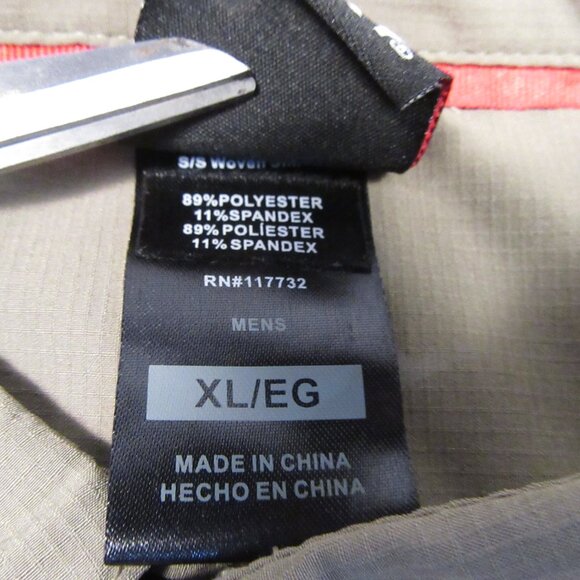 Gerry Men's XL Brown Button Down Hiking Shirt Front Zip Pocket Lightweight - Picture 5 of 11